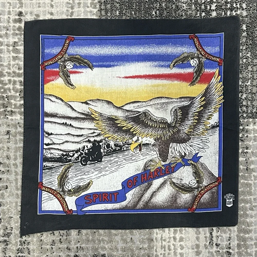 Vintage‎ Harley Davidson Bandana Spirit of Harley USA Made Handkerchief Headband